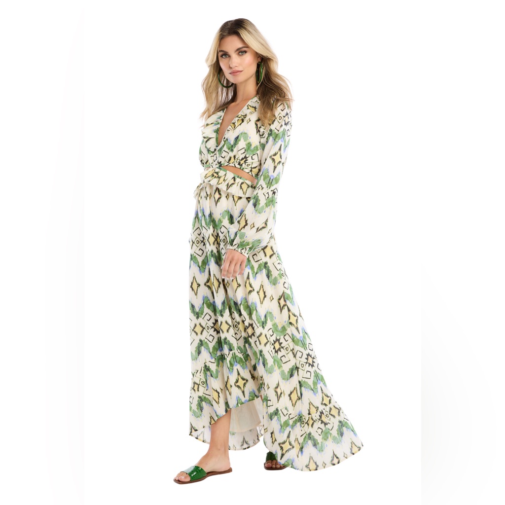 Allison New York Everly Maxi Dress - Green Ikat